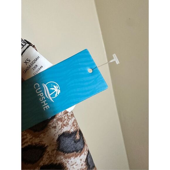 Cupshe Leopard Animal Print Tan and Black Flounce Mini Dress Size XS New - Picture 3 of 4